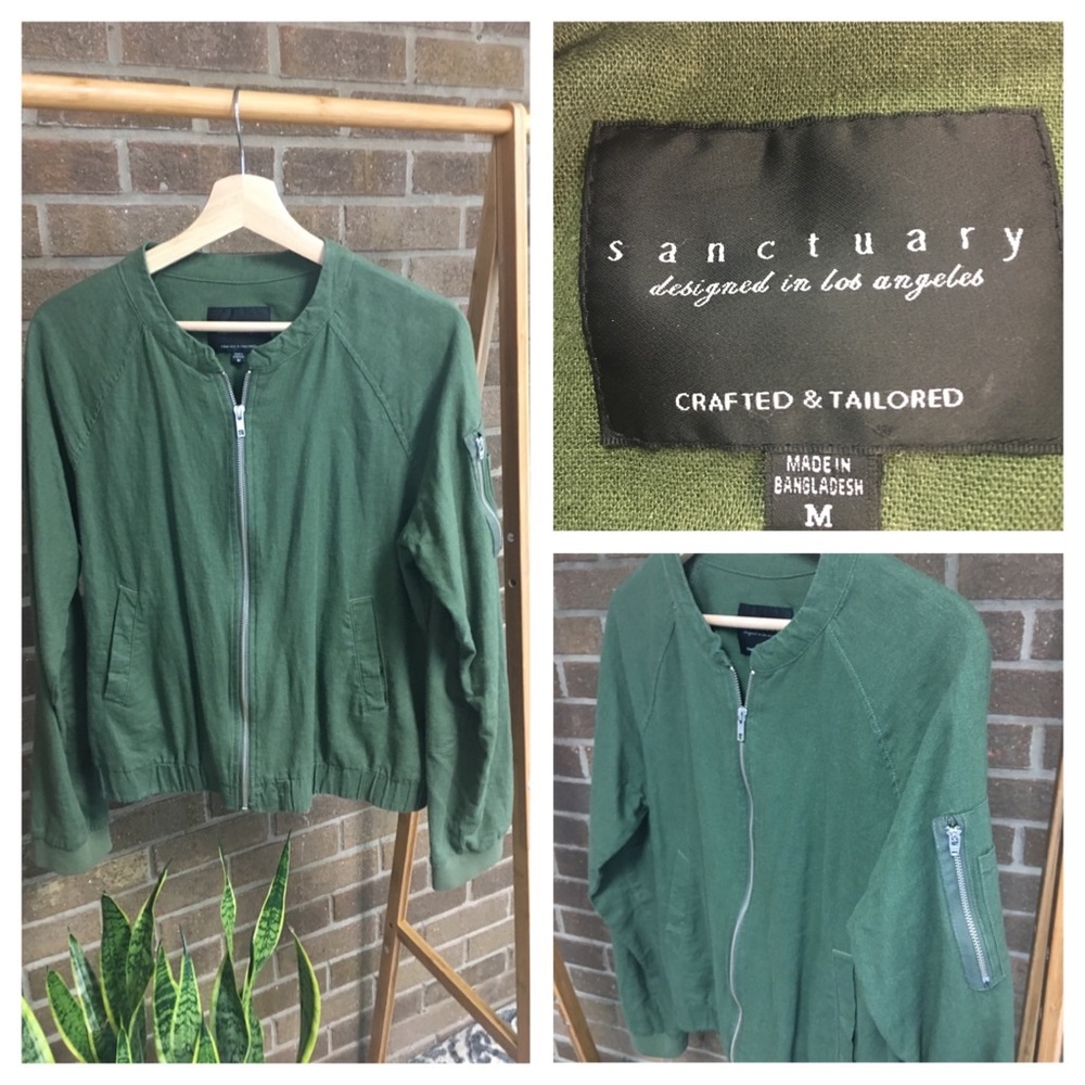 Army green zip up front jacket by Sanctuary